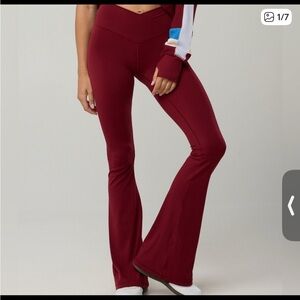 OFFLINE By Aerie Real Me High Waisted Crossover Flare Legging - Deep Cherry